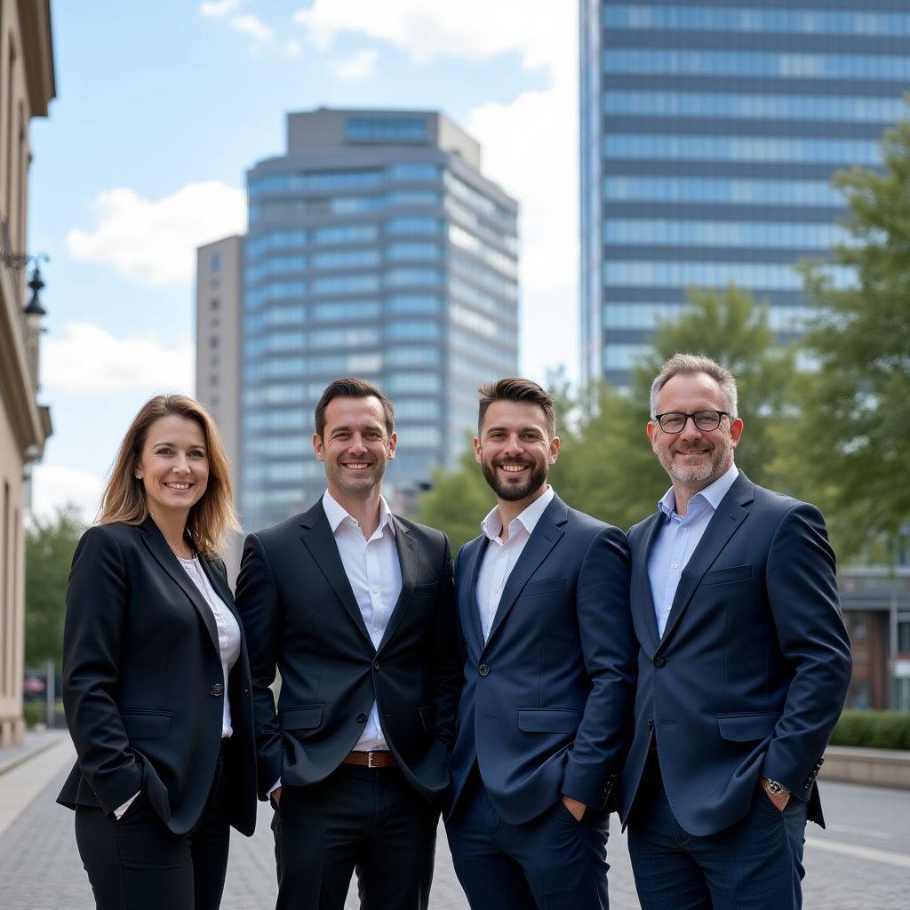 Náš tým před kanceláří v Praze